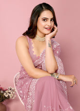 Pink colour saree looking so lovely